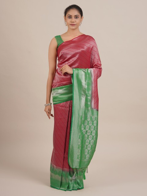 

Pothys Red Printed Jute Silk Saree