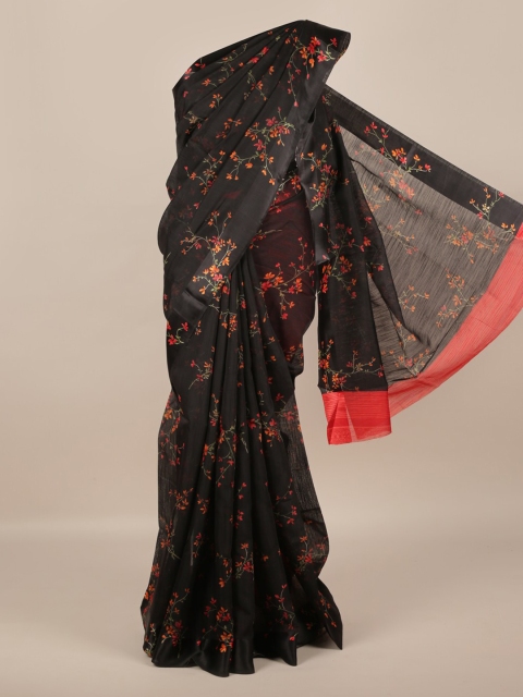 

Pothys Black Printed Jute Silk Saree