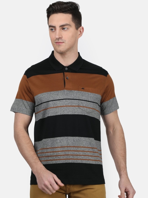

Monte Carlo Men Black Striped Polo Collar T-shirt