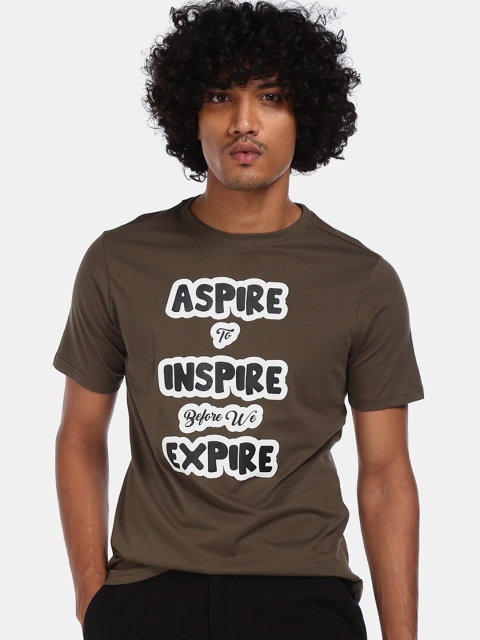 

Colt Men Brown Printed Round Neck T-shirt