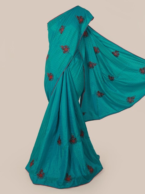 

Pothys Blue Embroidered Art Silk Saree