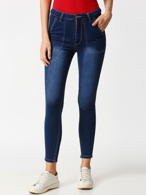 

fungus Women Navy Blue Slim Fit High Rise Cotton Non-Stretchable Cropped Jeans