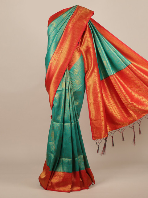 

Pothys Green Woven Design Jute Silk Saree
