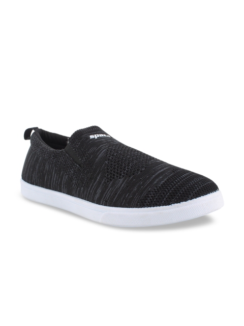

Sparx Men Black Woven Design Casual Slip-On Sneakers