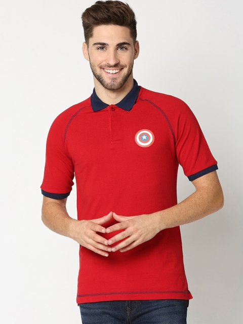

Bewakoof Men Red Solid Polo Collar T-shirt