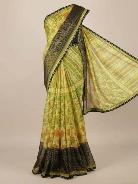 

Pothys Green Printed Poly Chiffon Saree