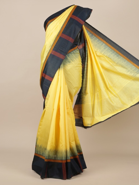 

Pothys Yellow & Black Jute Silk Solid Saree
