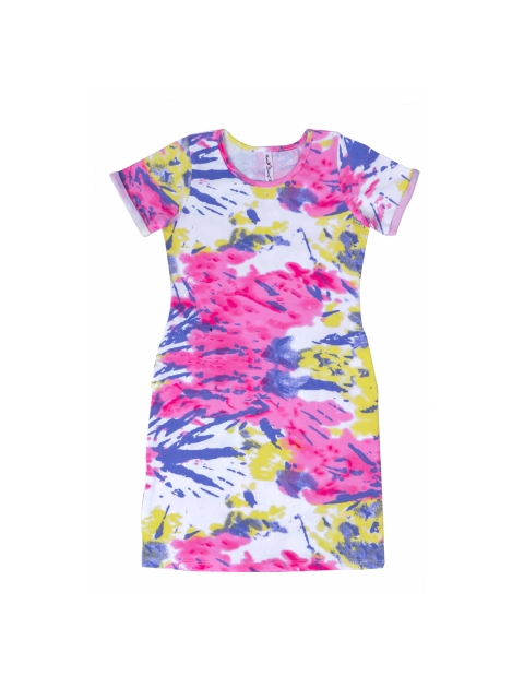 

Hunny Bunny Girls Pink Printed Cotton A-Line Dress