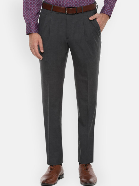 

Luxure by Louis Philippe Men Grey Slim Fit Solid Formal Trousers