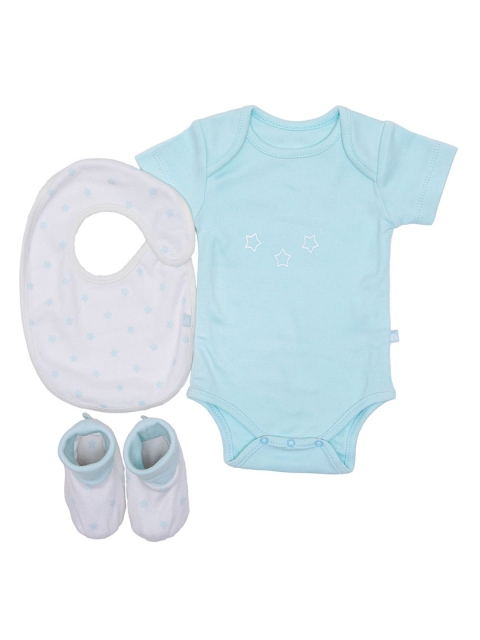 

Nino Bambino Infant Boys Pack Of 3 Organic Cotton Essentials Apparel Gift Set, Blue