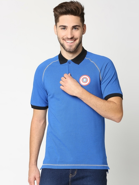 

Bewakoof Men Blue Solid Polo Collar T-shirt