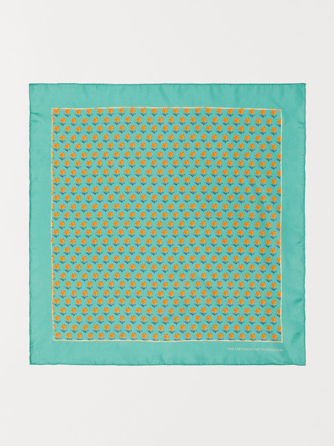 

H&M Turquoise Blue Patterned Silk Scarf