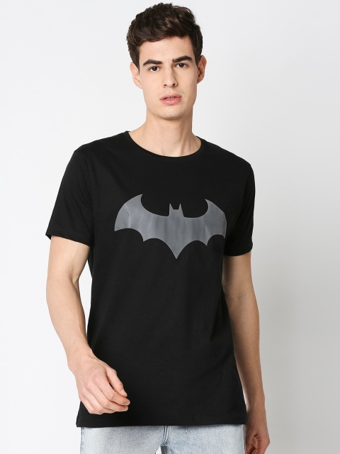 Bewakoof Men Black Batman Print Round Neck T-shirt