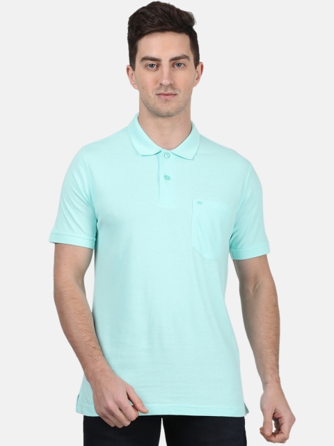 

Monte Carlo Men Turquoise Blue Solid Polo Collar T-shirt