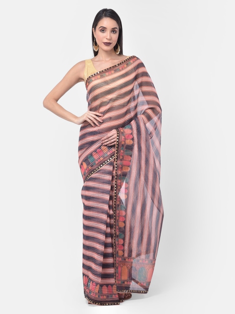 

Neerus Black Printed Organza Saree