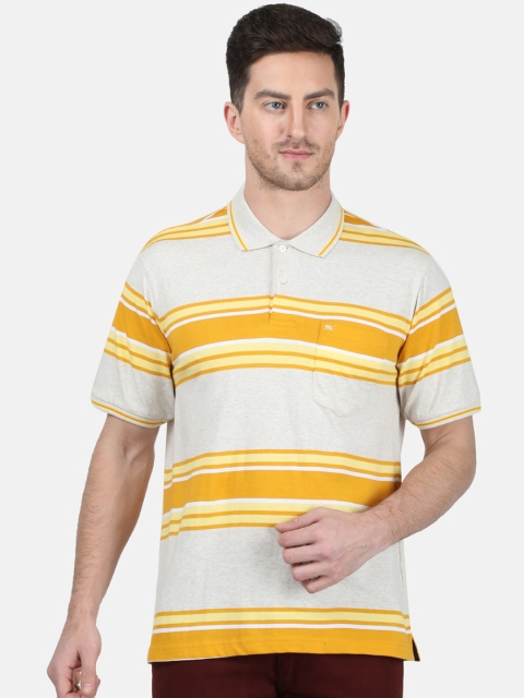 

Monte Carlo Men Yellow Striped Polo Collar T-shirt