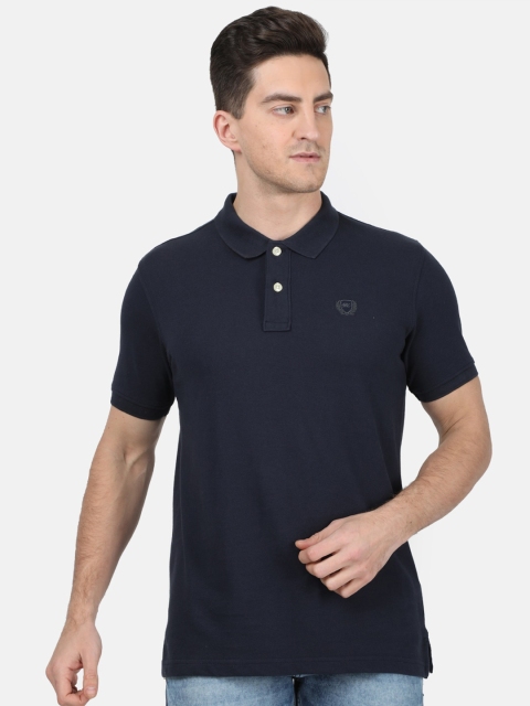

Monte Carlo Men Navy Blue Solid Polo Collar T-shirt