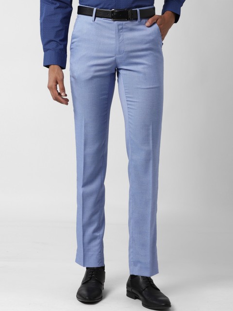

Peter England Elite Men Blue Slim Fit Solid Formal Trousers