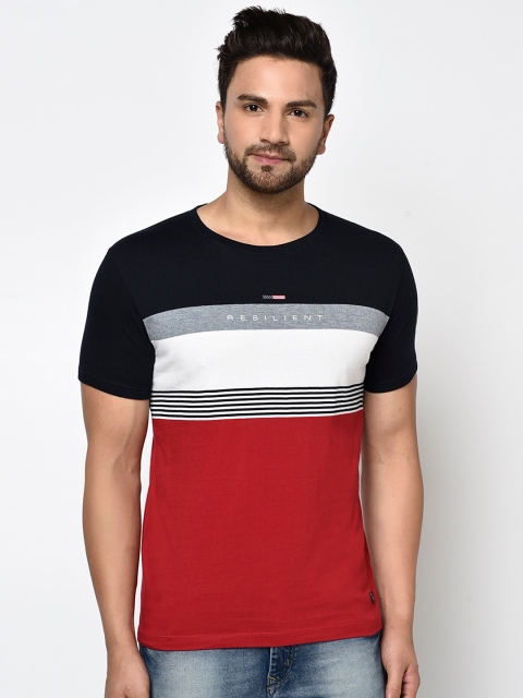 

Octave Men Red & Black Colourblocked Pure Cotton Round Neck T-shirt