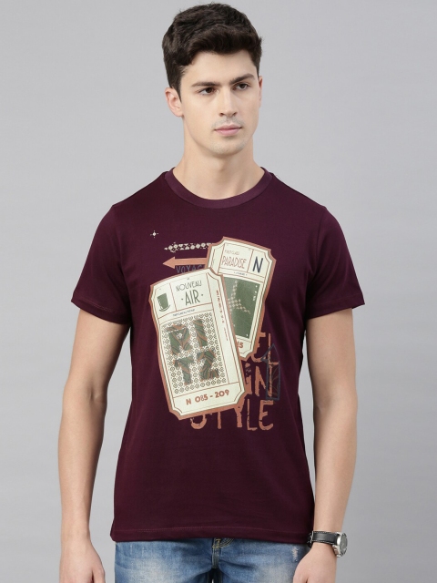 

QUANCIOUS Men Maroon Solid Round Neck Sustainable T-shirt