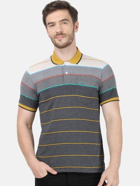 

Monte Carlo Men Multicoloured Striped Polo Collar T-shirt, Multi