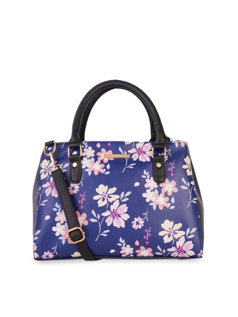 

Lapis O Lupo Blue & Pink Floral Printed Handheld Bag