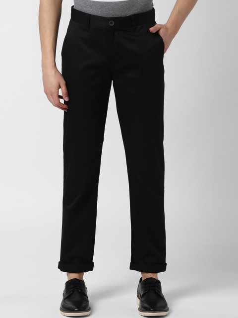 

Peter England Casuals Men Black Slim Fit Solid Regular Trousers