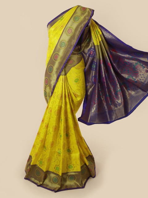 

Pothys Yellow & Blue Art Silk Printed Saree