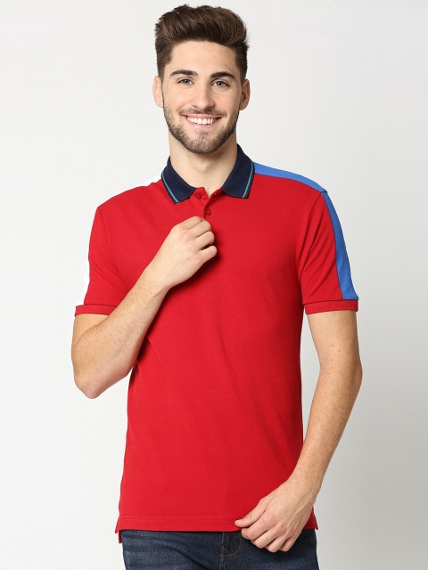 

Bewakoof Men Red Solid Polo Collar T-shirt