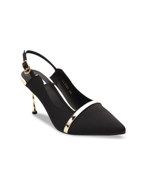 

ROSSO BRUNELLO Women Black & Gold-Toned Colourblocked Pumps