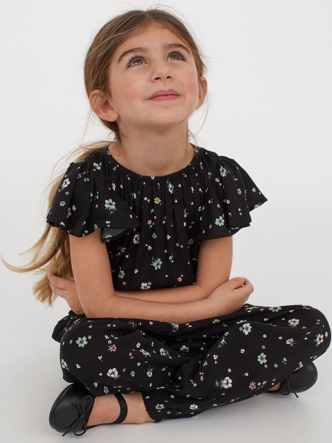 

H&M Girls Black Patterned Jumpsuit
