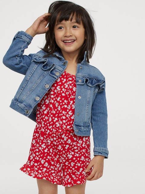 

H&M Girls Red & White Cotton Jersey Playsuit