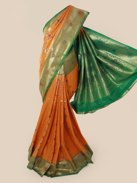 

Pothys Orange & Green Art Silk Woven Design Saree