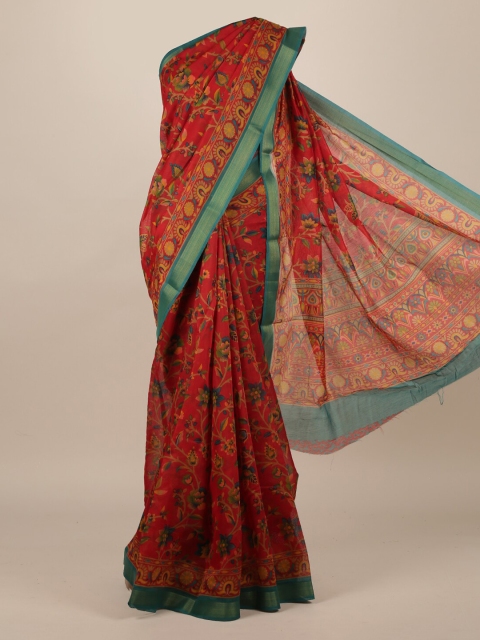 

Pothys Maroon & Orange Jute Silk Printed Saree