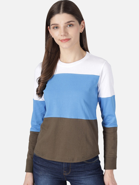 

The Dry State Women Multicoloured Colourblocked Round Neck T-shirt, Multi