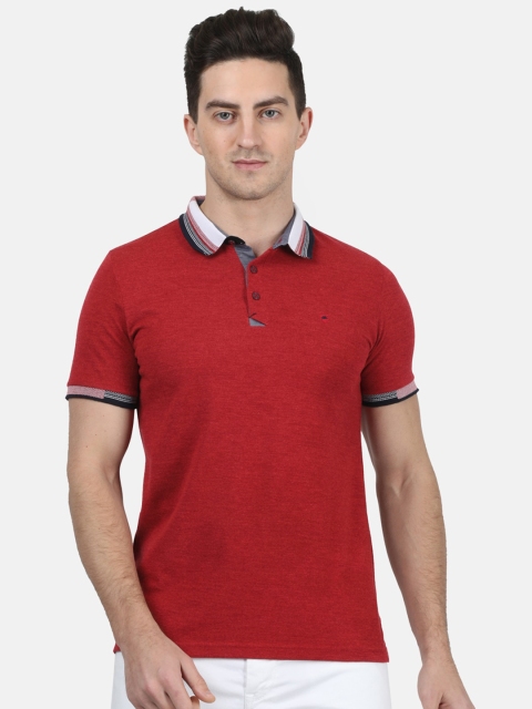 

Monte Carlo Men Maroon Solid Polo Collar T-shirt