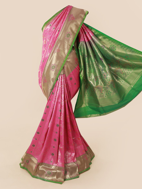 

Pothys Pink & Green Art Silk Woven Design Saree