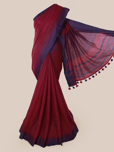

Pothys Magenta Solid Linen Blend Saree
