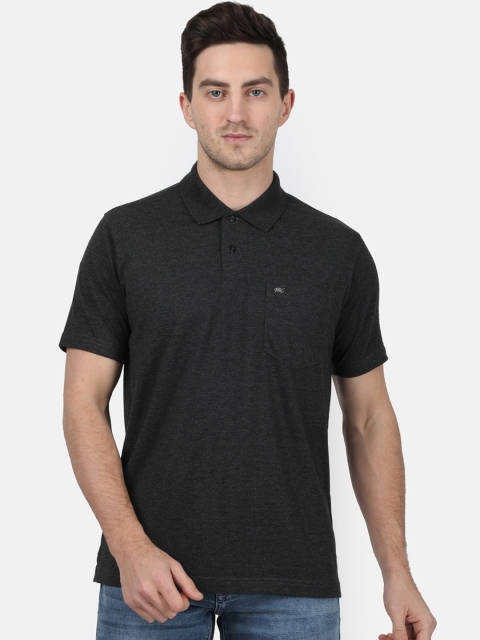 

Monte Carlo Men Grey Solid Polo Collar T-shirt