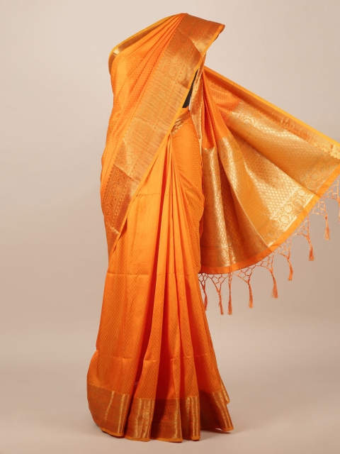 

Pothys Orange Woven Design Jute Silk Saree