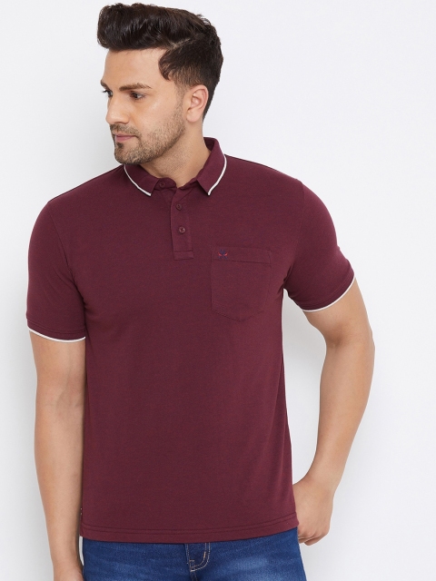 

Crimsoune Club Men Maroon Solid Pure Cotton Polo Collar T-shirt