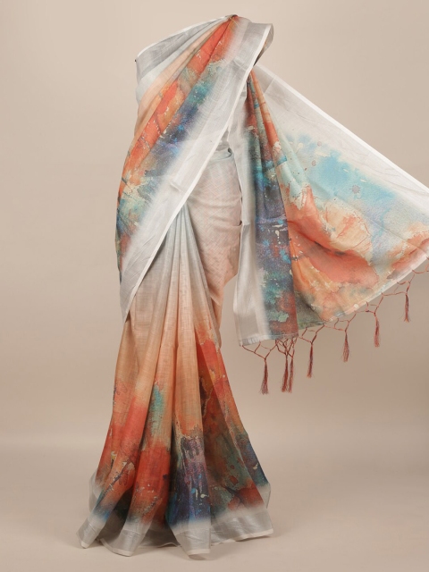 

Pothys Multicoloured Printed Linen Blend Saree, Multi