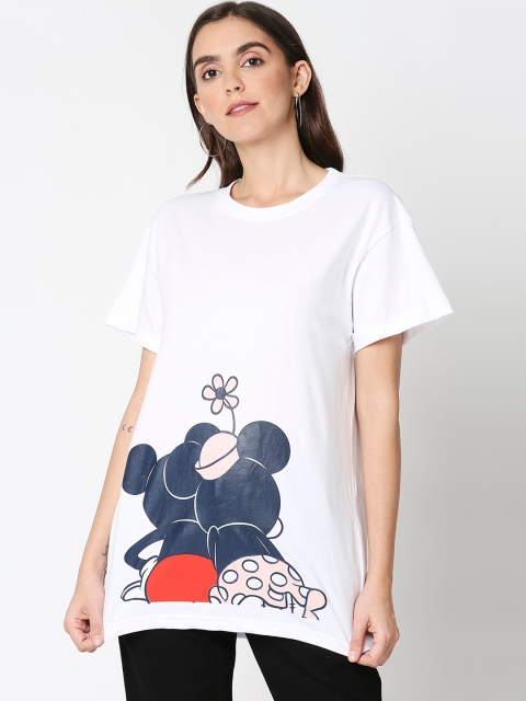 Bewakoof Women White Printed Round Neck T-shirt