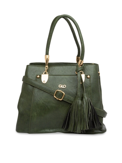 

Globus Olive Green Textured Handheld Bag
