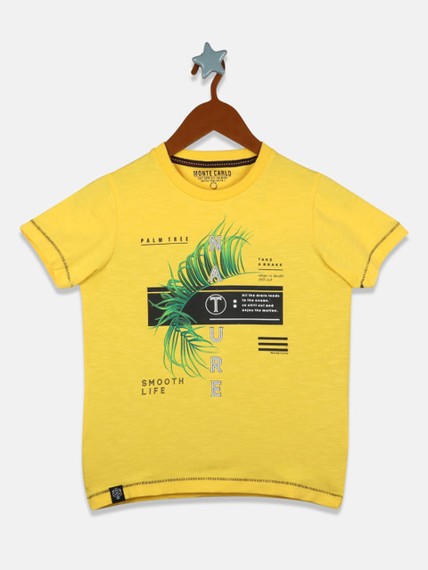 

Monte Carlo Boys Yellow Printed Round Neck T-shirt
