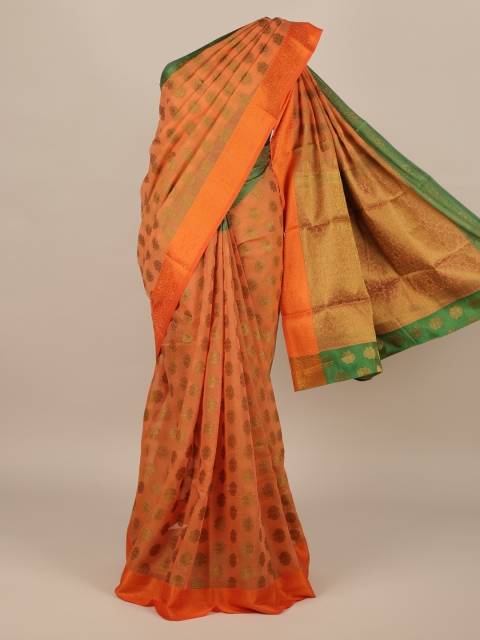 

Pothys Orange Woven Design Jute Silk Saree