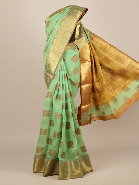 

Pothys Green Woven Design Jute Silk Saree