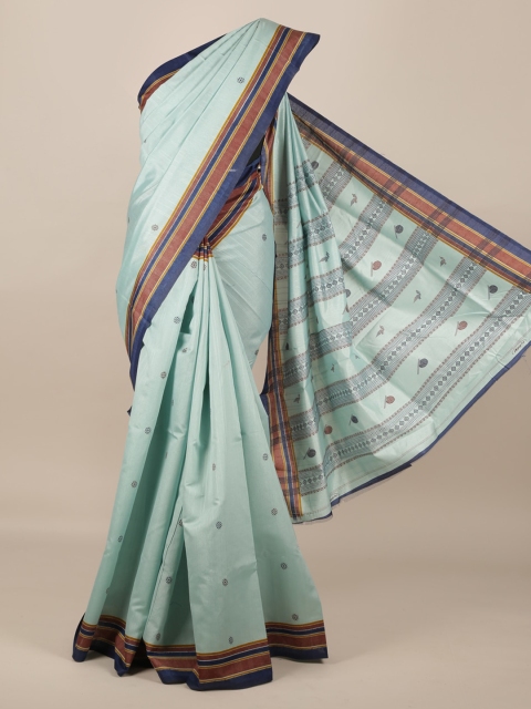 

Pothys Blue Solid Jute Silk Saree