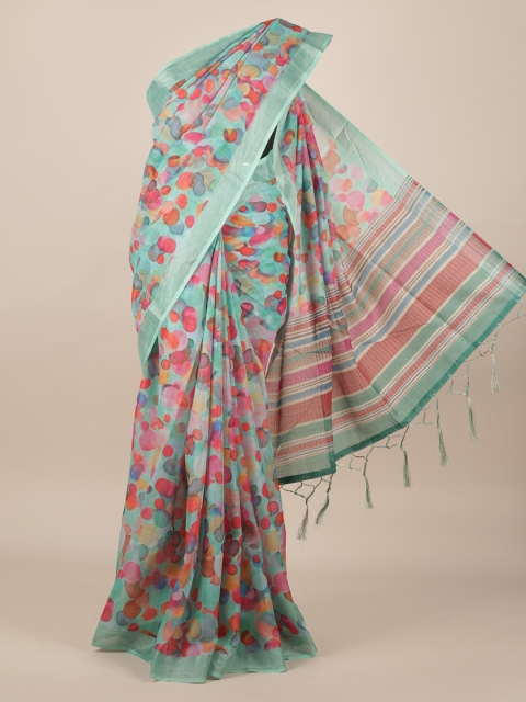 

Pothys Multicoloured Printed Linen Blend Saree, Multi