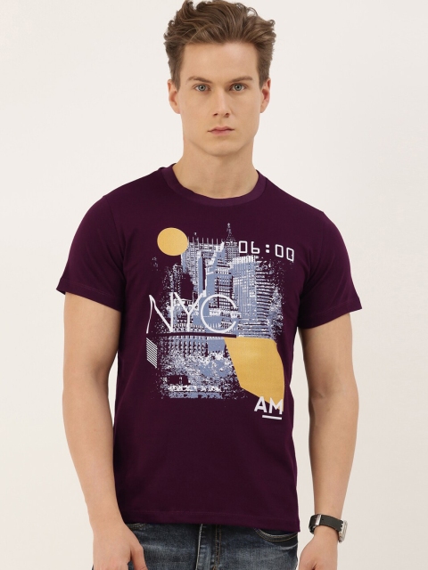 

QUANCIOUS Men Maroon Solid Round Neck Sustainable T-shirt